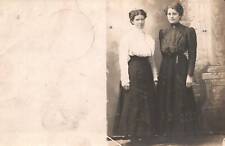 VINTAGE POSTCARD TWO STANDING WOMAN RPPC c. 1910 REAR COVERED BY ADD-ON [as is] picture