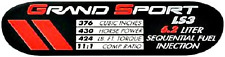 C6 GS Corvette Spec Data ID Metal Plate Emblem LS3 430HP 10-13 Grand Sport picture