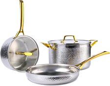 Stainless Steel Pots and Pans Set, Heavy Duty & Non-Toxic, 5-Piece,steel silver picture