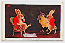 Easter anthropomorphic bunnies bunny chic eggs c 1908 H.H. picture