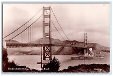 San Francisco California CA Postcard RPPC Photo Golden Gate Bridge Ship c1940's picture