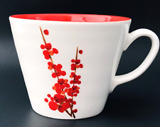 Starbucks Coffee Mug White Red Cherry Blossoms Japanese Style 12 Oz. 3.5