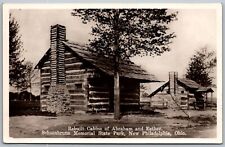 New Philadelphia Ohio 1930s RPPC Real Photo Postcard Schoenbrunn Rebuilt Cabins picture