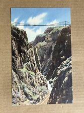 Postcard Royal Gorge Colorado Suspension Bridge Train Tracks Railroad Vintage CO picture