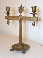 antique ornate 1925 Victorian solid gilt bronze Lion candelabra candle holder picture