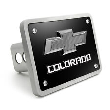 Chevrolet Colorado 3D Gunmetal Logo on Black Billet Aluminum Tow Hitch Cover picture