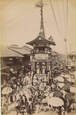 Japan street festival parade performers antique albumen photo picture