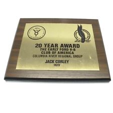 FORD EARLY V8 CLUB OF AMERICA 20 YEAR MEMBER PLAQUE 1973 JACK CORLEY PRE OWNED picture