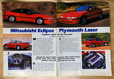 1990 Mitsubishi Eclipse GST & Plymouth Laser RS Turbo Original Magazine Article picture