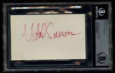 Vidal Sassoon d2012 signed autograph 3x5 card Hairstylist & Businessman BAS Slab picture