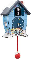 Peanuts Gang Snoopy Linus Lucy ICY Blue 17 X 9 Christmas Cuckoo Clock picture