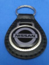 Vintage Nissan genuine black grain leather keyring key fob keychain Collectible picture
