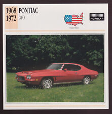 1968-1972 Pontiac GTO 400/455 V8 Muscle Car Photo Spec Sheet CARD 1969 1970 1971 picture