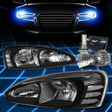 For 04-08 Pontiac Grand Prix Black/Clear Headlights Lamps W/LED KIT SLIM STYLE picture