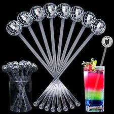 16 Pcs Disco Balls Cocktail Stirrers Plastic Round Top Mirror Ball Crystal Sw... picture