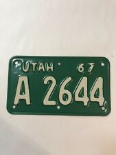 1967 67 Utah Motorcycle License Plate # A 2644 picture