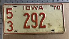 1970 Iowa license plate 53 292 Jones Ford Chevy Dodge 11116 picture
