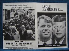 1968 Humphrey  - RFK & JFK On Front - LET US REMEMBER 4 pg Folder - Mex-American picture