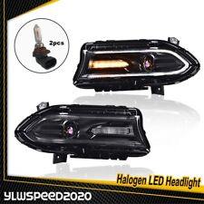 Set Halogen Projector Headlights Lamp w/ LED DRL Fit For 2015-2022 Dodge Charger picture