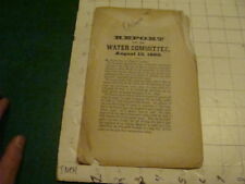Vintage Original: REPORT of the WATER COMMEITTEE aug 13, 1868 - KEENE NH 7pgs picture