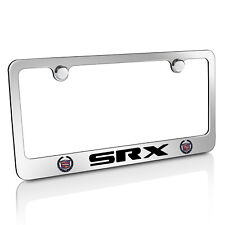 Cadillac SRX Dual Logo Mirror Chrome Finish Brass Metal License Plate Frame picture
