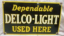 Delco= Light: Used Car: Advertising Porcelain Enamel Sign 24 *14  Inches picture