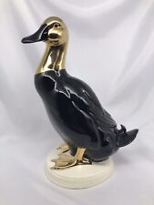 Vintage West German Goebel Black Mallard Duck Gold Features Porcelain 50s/60s picture
