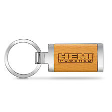 HEMI Powered Laser Engraved Maple Wood Chrome Metal Trim Key Chain picture