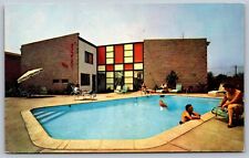Downey Capri Motel Pool View Downey CA SWITCHBOARD REFRIGERATED A/C Postcard E27 picture