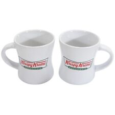 Krispy Kreme Doughnut Diner Style Heavy Tea Coffee Mug 12 oz. Set of 2 VGC picture