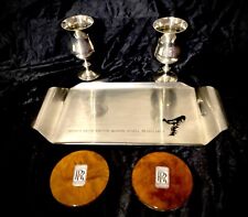 OEM ROLLS ROYCE SERVING SET W/ TRAY, COASTERS, SILVER GOBLET CUPS CIRCA 1971-79 picture
