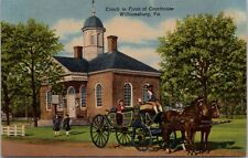 Coach in Front of Courthouse Williamsburg Virginia Postcard Spc9 picture