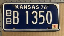 1976 Kansas license plate BBB1 350 YOM DMV Bourbon Chevy small block USA-1 10851 picture