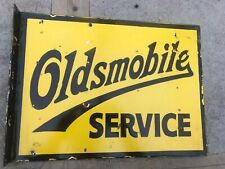 PORCELAIN OLDSMOBILE ENAMEL SIGN 16.5X11 INCHES DOUBLE SIDED WITH FLANGE picture