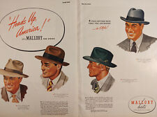 1946 Original Esquire Art WWII Era Double page AD for MALLORY Hats John Boles picture