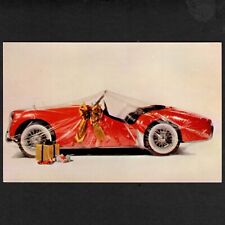 1957 TRIUMPH TR-3 Gift Wrapped ~ Original Dealer Promo Postcard UNUSED VG+/Ex picture