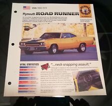 Imp 1968-70 Plymouth road runner information brochure hot cars hot rod race car picture