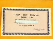 1960 Hudson Essex Terraplane 1st National Meet Covered Bridge VA Cert of Attend  picture
