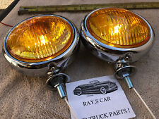 NEW SET / PAIR OF SMALL AMBER VINTAGE STYLE FOG LIGHTS IN 12-VOLTS  picture