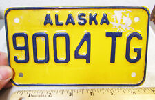 Alaska Motorcycle License Plate Gold style 1980s plate, 9004 TG, exp 2018 picture