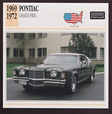 1969-1972 Pontiac Grand Prix 400/455 Muscle Car Photo Spec Sheet Stat ATLAS CARD picture