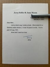 JERRY STILLER SIGNED note on his personal stationary SIGNED 2001 ANNE MEARA  picture