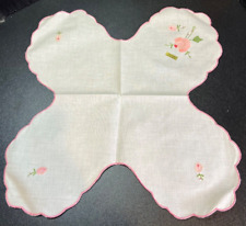 Vintage Brode Main Hand Embroidered Rose Bread Roll Liner 15 1/2