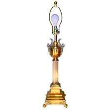 LARGE vintage column brass glass Neoclassical table lamp picture