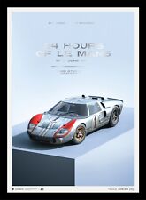 Ford GT40 P/1015 1966 Le Mans Silver Embossing Art Print Poster LtEd 500 picture