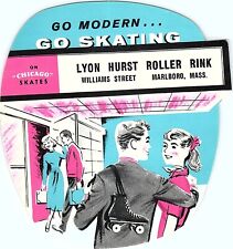 Vintage Lyon Hurst Roller Skating Rink Sticker Decal Label Marlboro MA s22 picture