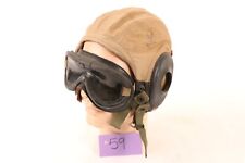 A-N-H 15 Cloth Flight Helmet Tan Summer Weight with Goggles Masters of the Air picture