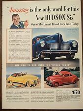 1940 vintage Hudson Six Blue, Red And Yellow 2 Door Sedan Pre WWll  picture