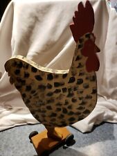 Farmhouse Country Handmade Wooden Chicken On Wheels Pull Toy Decor 18