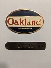 Oakland Radiator Badge & # Plate Motor Body VIN Collectible Antique 2pc Lot picture
